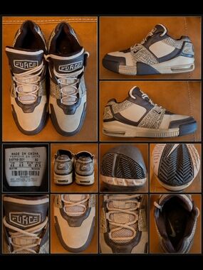 Force1 Men's Low-Top Sneakers in Beige and Brown with Textured Panels